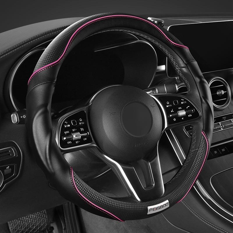 BFA1 Nappa Leather Car Steering Wheel Cover Universal Anti Slip Steering Wheel Covers Car Accessories Carbon Fibre Steering Covers
