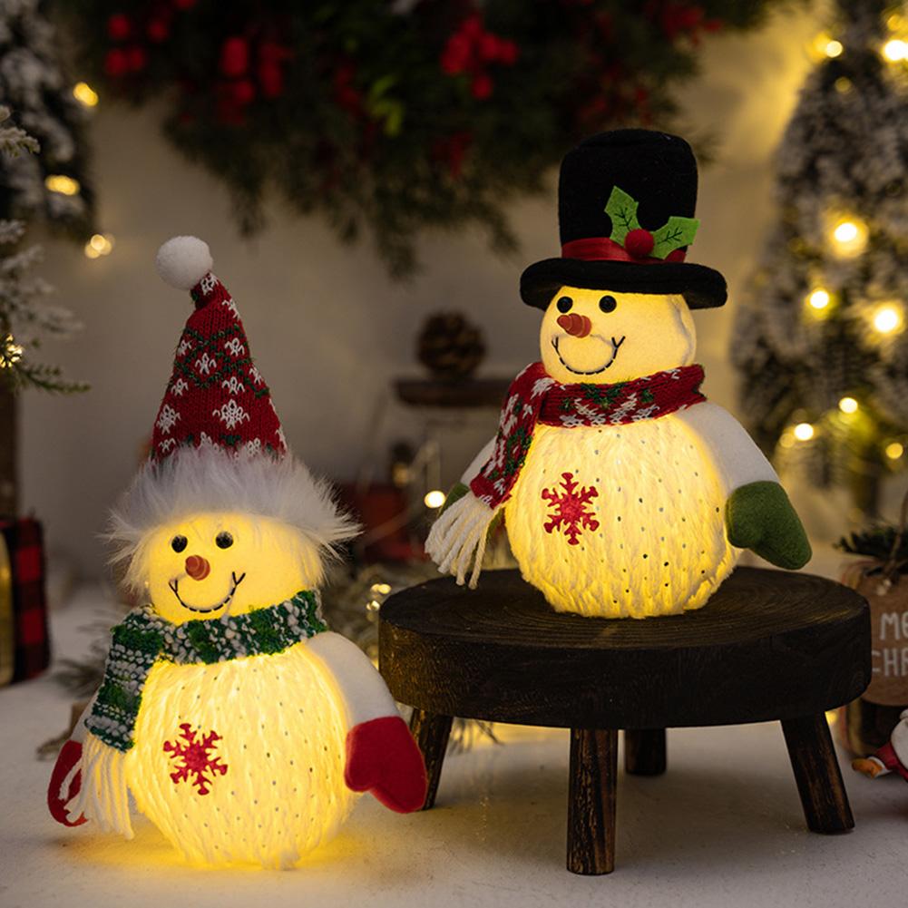 Lighted Christmas Table Decorations, LED Lighted Xmas Snowman Ornaments, Lighted Up Christmas Snowman Doll For Home Indoor Holiday Party Decor