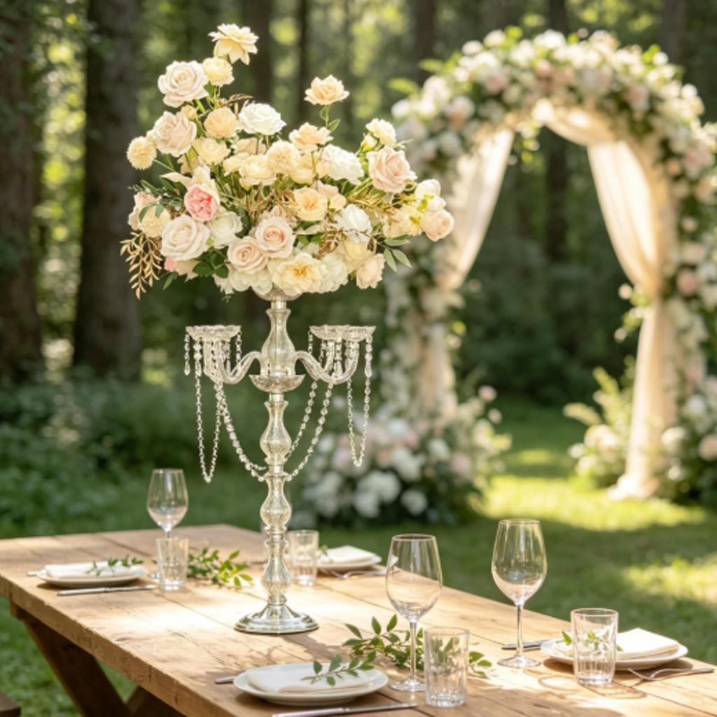 Candelabra Centerpiece 3-Arm Decor Sturdy for Banquet Tables, Event Decorators