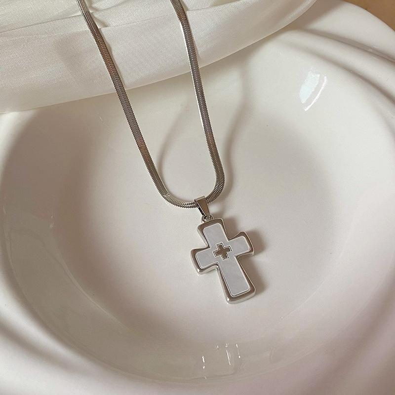 Y2K Cross Pendant Necklace with For Women Girls Gothic Punk Metal Cross Sweater Chain Unique Fashion Jewelry Accessories Gifts