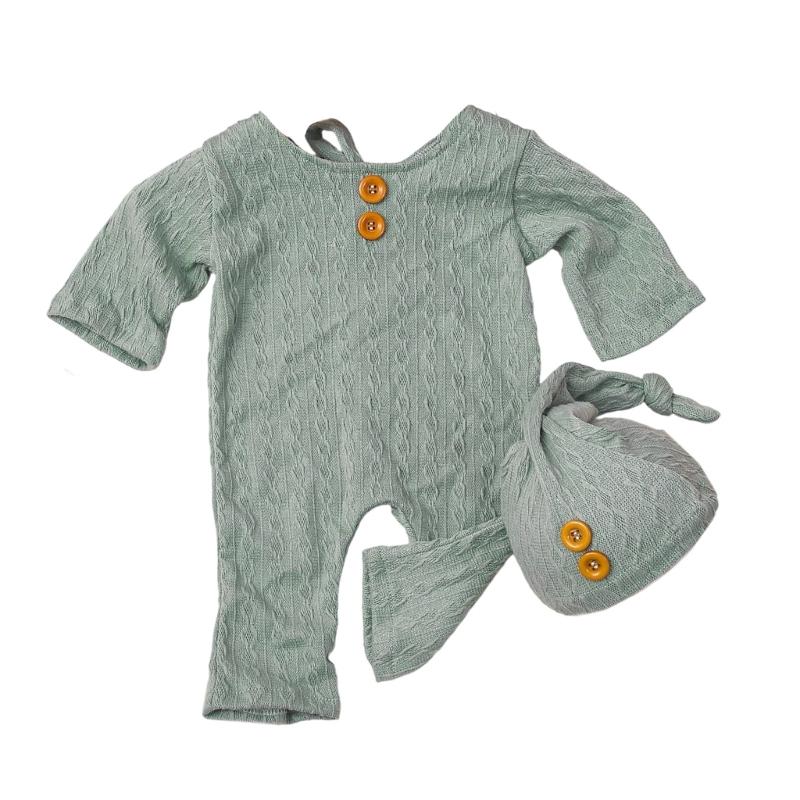 

Baby Photo Session Essential Soft Stretchy Newborn Photography Costume Includes Hat And Pants Safe For 0-30 Days Infants зелений