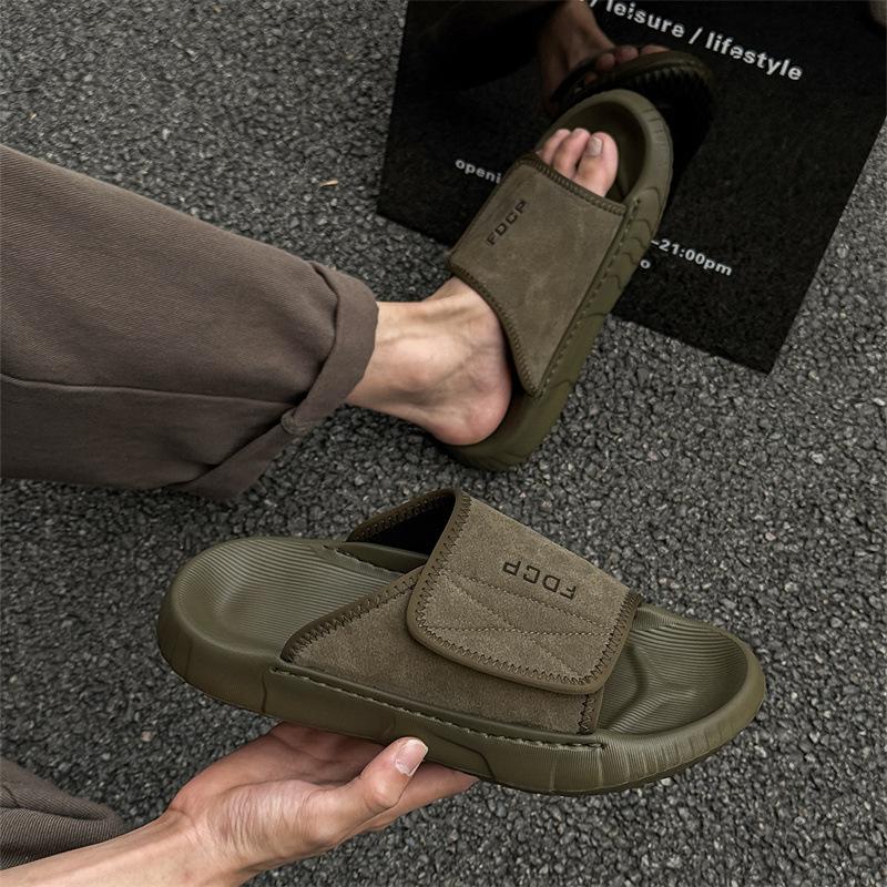 2025 Niche Thick-soled Heightened Outer Wear Casual Versatile Sandals Lazy Retro One-word Beach Shoes 371293-J