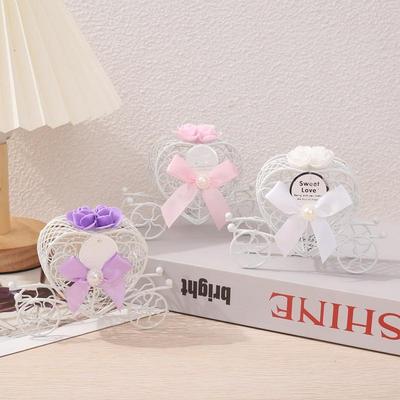 Metal Romantic Heart Carriage Gift Box Exquisite Romantic Metal Love Heart Favor Candy Box For Wedding Chocolate Holder