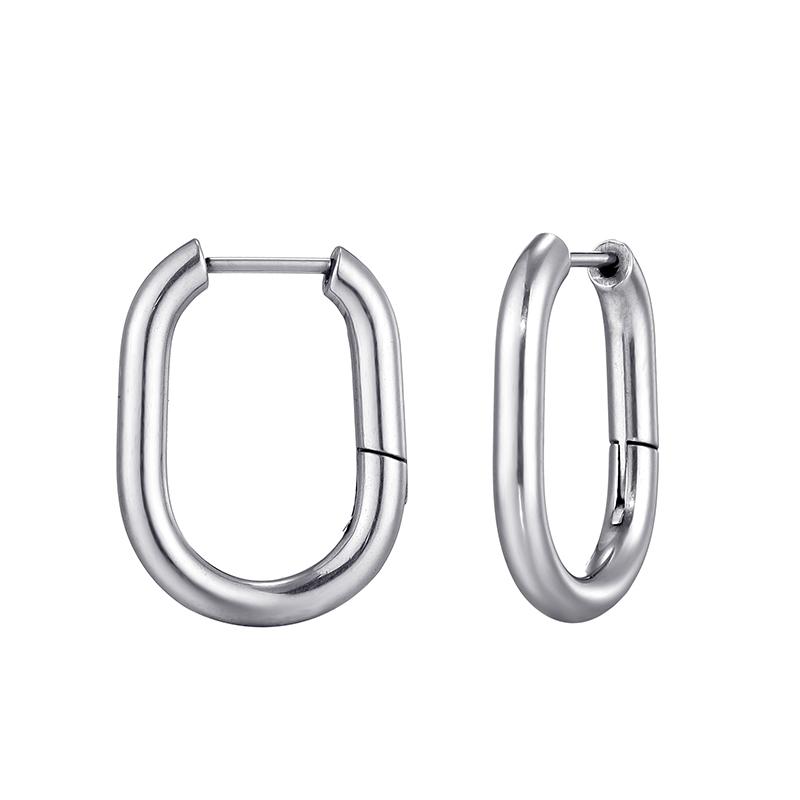 Glossy Stainless Steel Hoop Earrings For Women Men Hip Hop Steapunk Round Oval Heart Black Gold Silver Color Huggie Jewelry Gift