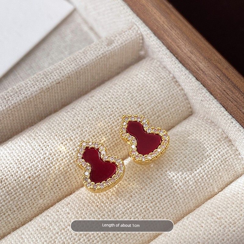 

Micro Inlaid Zircon Drip Glazed Ankela Red Gourd Stud Earrings Women s Exquisite Fancy Earrings Accessible Luxury Graceful Ear Ornaments Ancora red gourd stud earrings