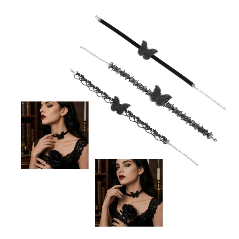 Adjustable Lace Chokers Necklace 3D Butterfly Design Comfortable For Sensitive Skin