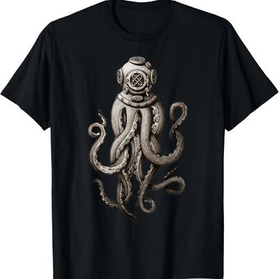 Vintage Deep Sea Divers Cthulhu Octopus, Release the Kraken T-Shirt