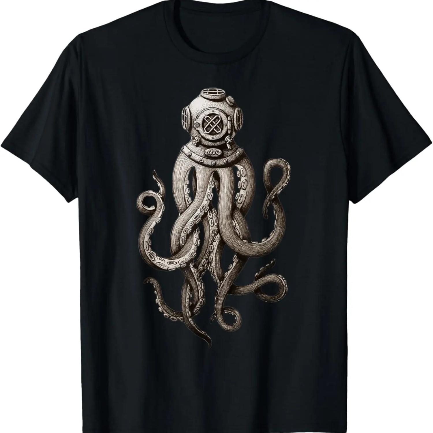 Vintage Deep Sea Divers Cthulhu Octopus, Release the Kraken T-Shirt S