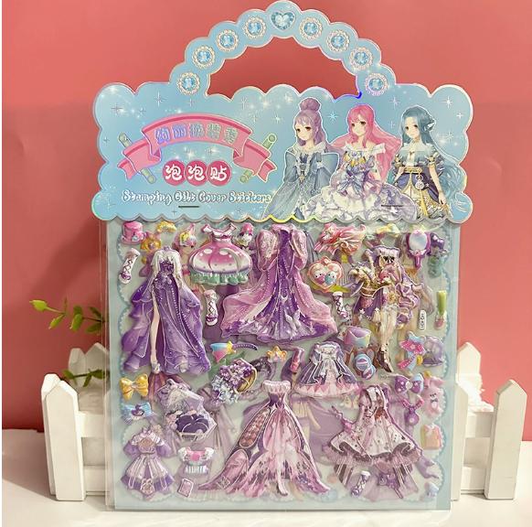 Sheets/Bag Kawaii Princess Dress Up Sticker Cartoon Diy Foam Bubble Stickers Cute Decorative 3D Puffy Stickers Kids Toy