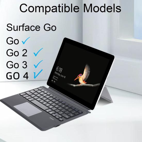 Tablet Keyboard & Protective Case Black Wireless Bluetooth-compatible Keyboard with Colorful Backlight Plastic Tablet Protector for Microsoft Surface