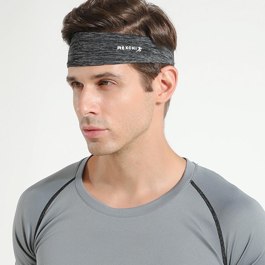 Ice Silk Sweatband for Men Sports Headband Running Cycling Gym Workout Non Slip Elastic Sweat Wristband Head Wrap