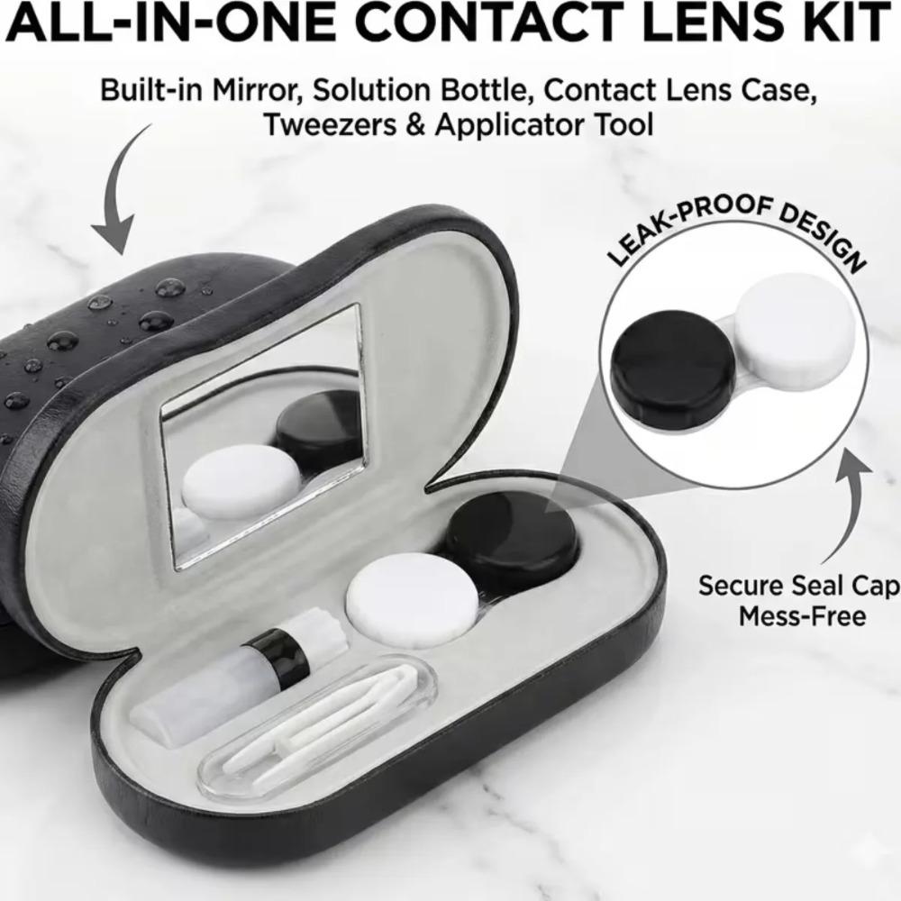 Dvouvrstvé kožené pouzdro na brýle s držákem na pouzdro na kontaktní čočky pro muže ženy Doplňky pro uložení brýlí slunečních brýlí