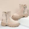 Winter Plush Thickened Warm Short Snow Boots Martin Boots Women Fashion Mid Calf Non Slip Ankle Boots Comfortable Cotton Padded Shoes