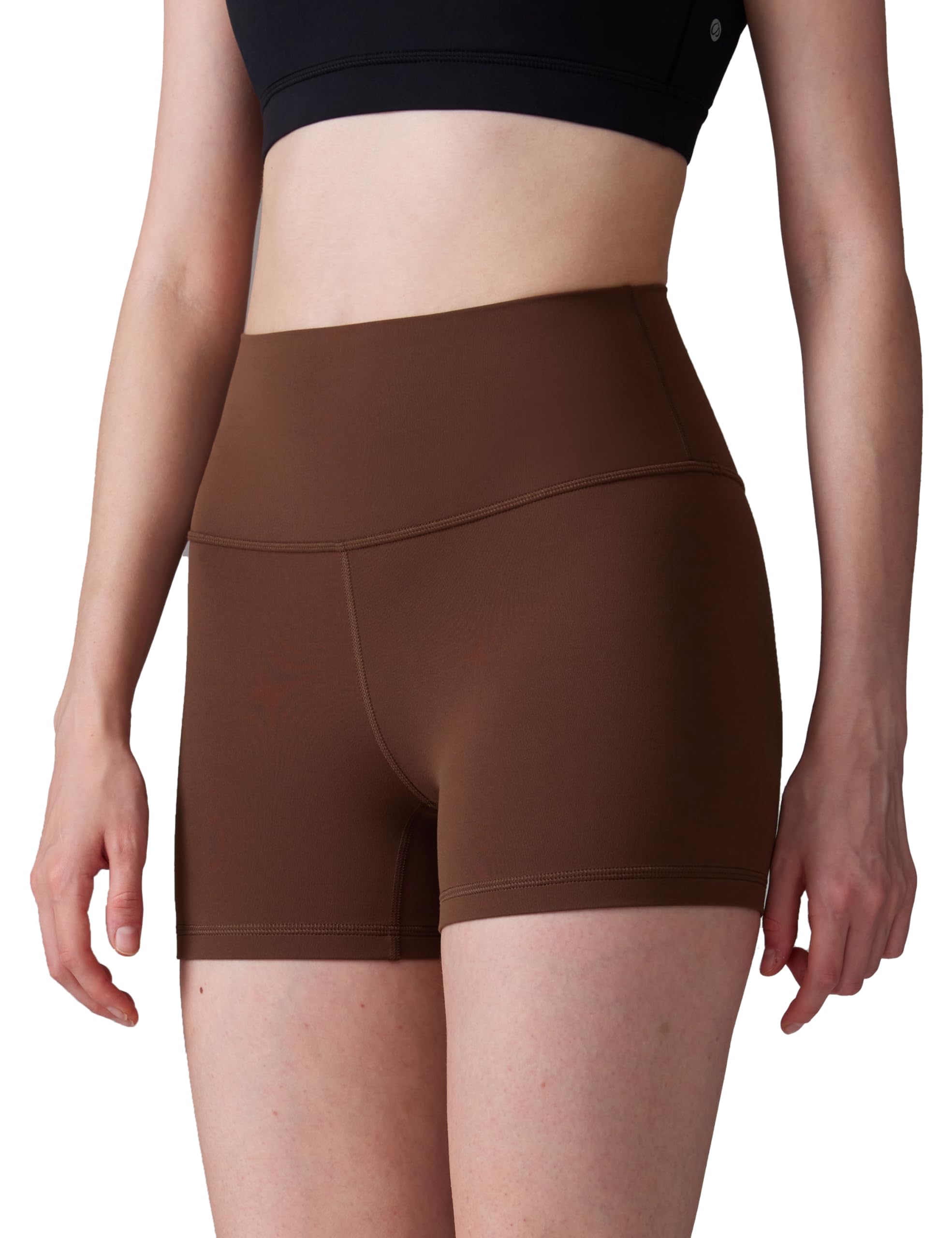 CRZ YOGA Biker Short Yoga High Coffee Size XL Women s Shorts, Leggings, Shorts, Waist, 3/4 Length, Butterluxe, 4-inch/10-cm Inseam, Brown,
