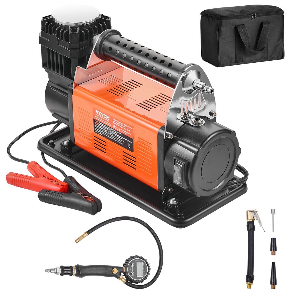VEVOR 12V Heavy Duty Air Compressor - with Digital Pressure Gauge Tire Inflator Kit, 7.06 CFM Portable Tire Inflator
