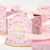 25pcs Pink Bow Gift Boxes with Ribbon and Handle Paper Treat Boxes Souvenir Gifts Box Handbag Box Party Favor Boxes Gift Wrap Box