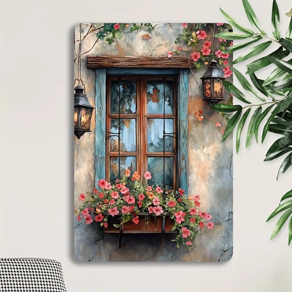 Idyllic Rustic Window with Flowers Sign Timeless Farmhouse Wall Art for Any Setting a Festive Addition to Holiday Decor