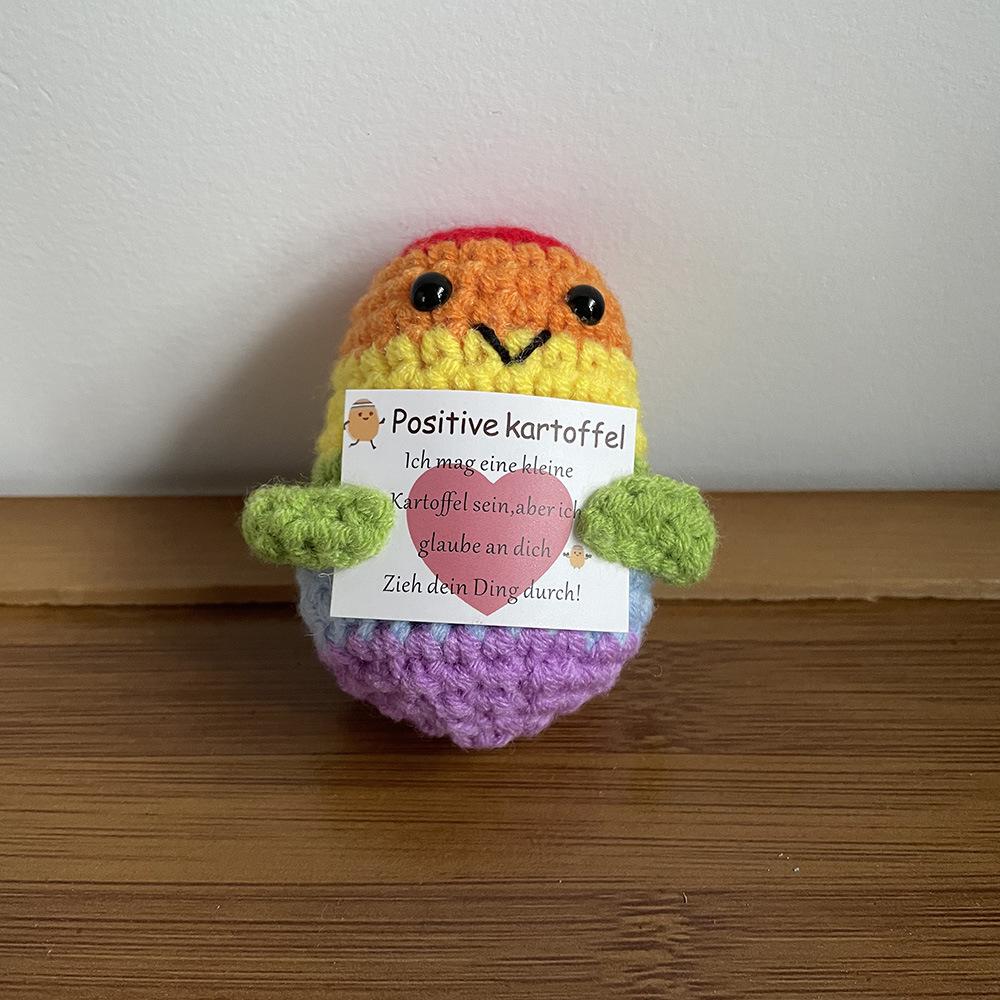 New Colorful Positive Energy Potatoes Doll With Card Home Room Decor Cute Handmade Knitted Potato Toy Dolls Christmas Gifts