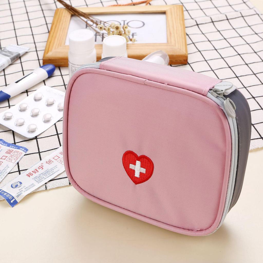 Korea Travel Heart-Shaped Portable First Aid Medicine Bag - Cute and Compact