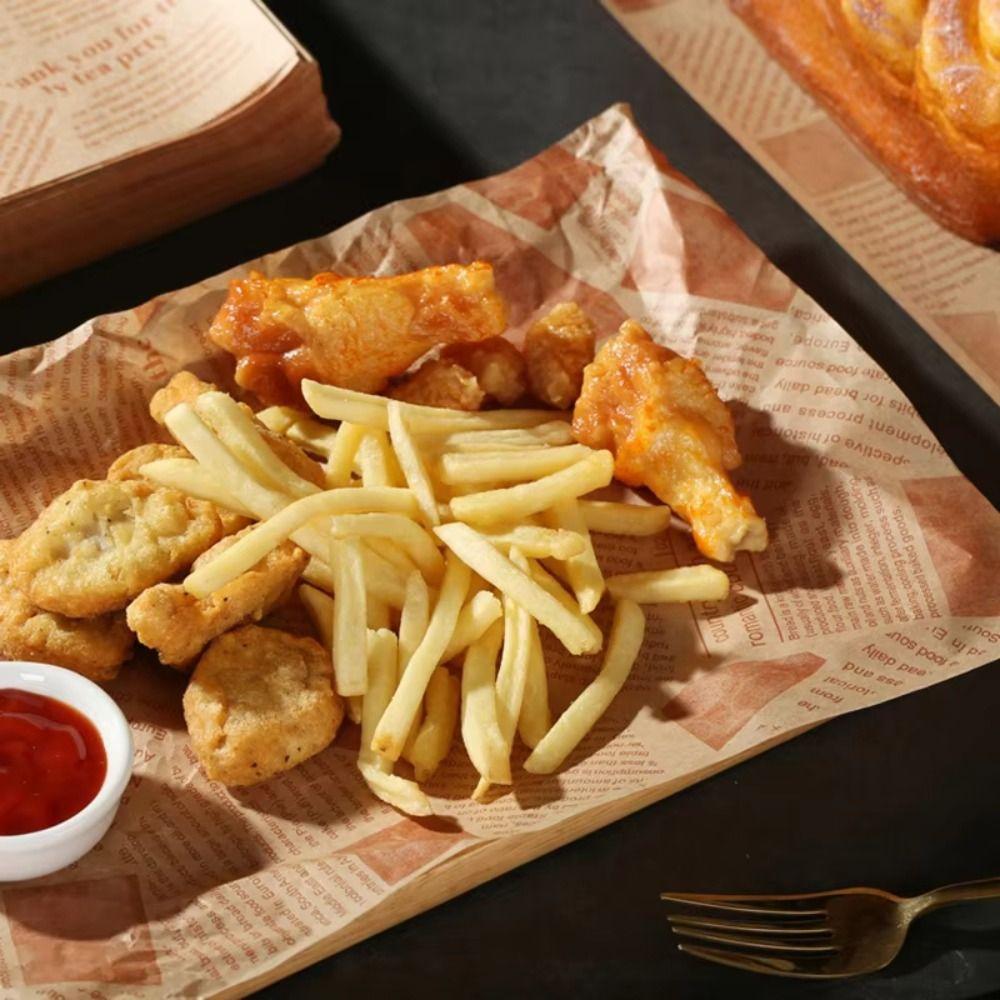 500Pcs Non-stick Oil-Proof Wax Paper Tear-resistant Waterproof Food Wrapper Paper Vintage Disposable Baking Paper