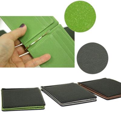 Nouvelle pince à billets magique Ultra-mince à la mode porte-cartes en Faux cuir à deux volets Mini portefeuille