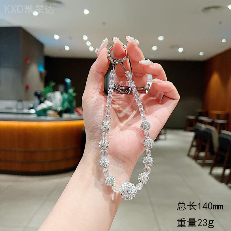 High-End Strasskugel Handykette Ins Mode Damen Handgelenk Hängende Dekoration Handyhülle Anhänger Glänzende Strass Perlen Hängekette