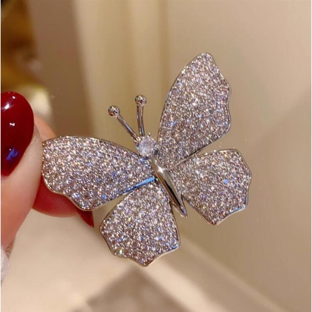 Diamond Butterfly Versatile Simple Brooch Flower Anti-light Pin Clothing Accessories Corsage