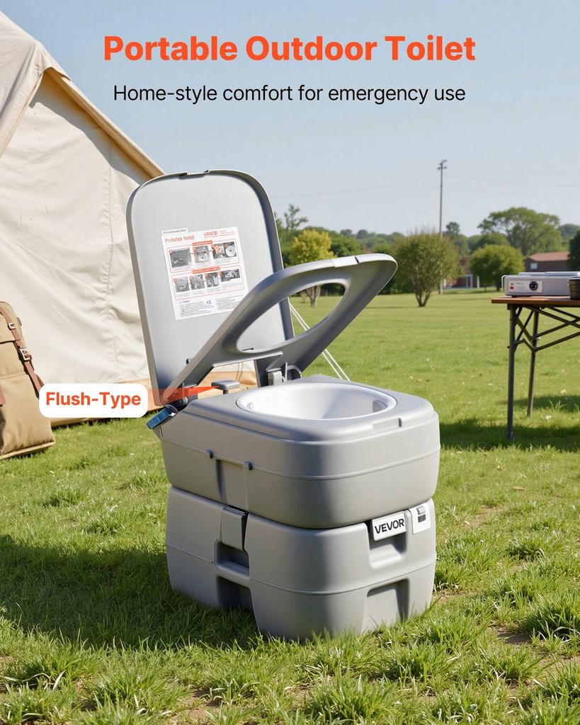 Portable Toilet, 30L Detachable Waste Tank, 200 Flushes, Camping Toilet for Adults, Outdoor Travel Potty with Level Indicator, Suitable for RV Travel,