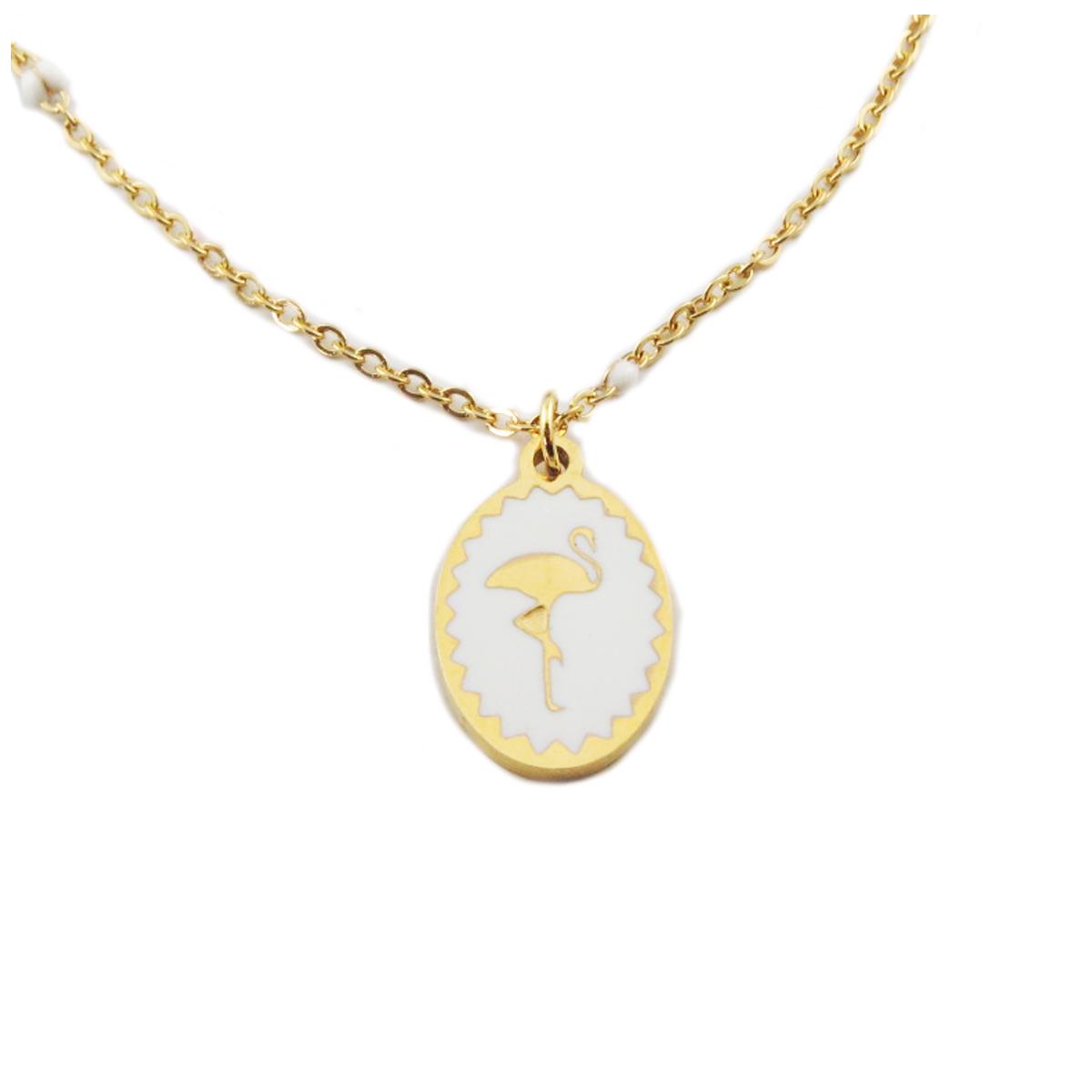 

Les Trésors De Lily [R0186] - Дизайнерское колье из стали Flamingo золотисто-белого цвета - 15x10 мм