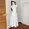 Summer New High-end Slim-fitting White Sleeveless Collar Suspender Dress Large Skirt Floor-mopping Long Dress