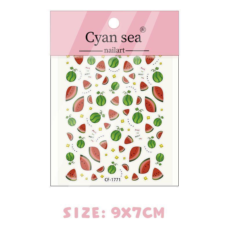 2025 Watermelon Embossed Nail Art Stickers for DIY Summer Designs Summer Watermelon + Exquisite Packaging [1 Sheet]
