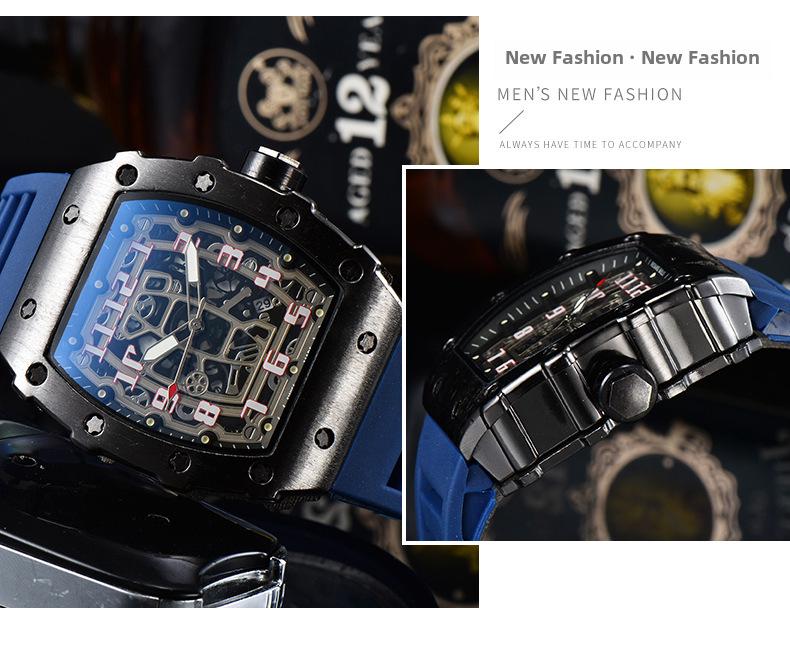Barrel-Shaped Unisex Quartz Watch with Hollow Non-Mechanical Pointer and Single Calendar