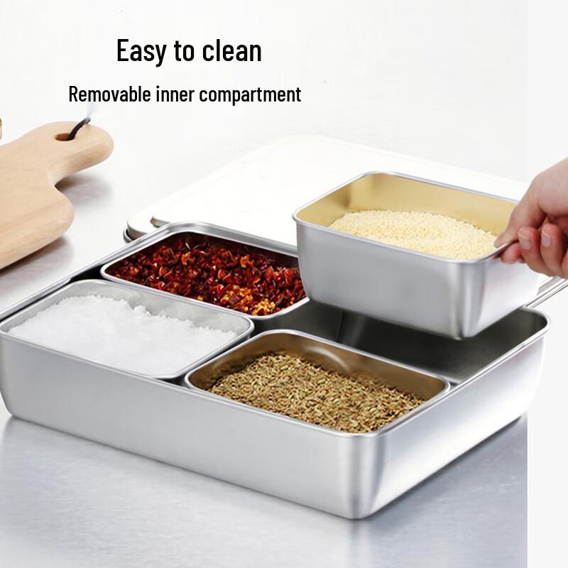 Stainless Steel 4-Compartment Condiment Box