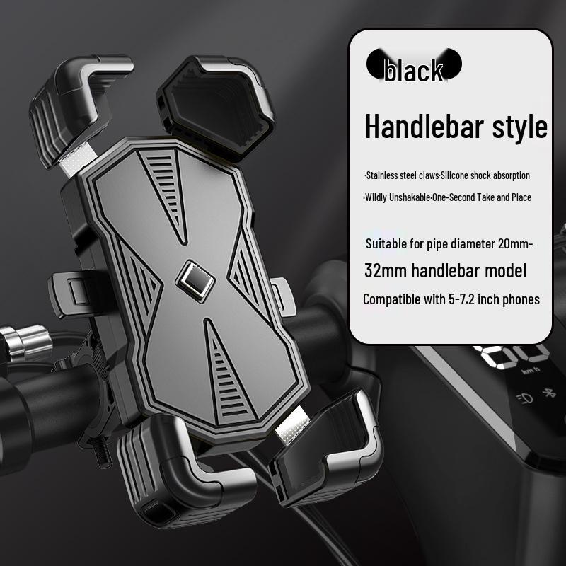 Shockproof Motorcycle & Bicycle Alloy Phone Holder for Navigation and EV Delivery Riders