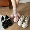 Women's Lolita Style Shoes 2025 French One Pearl Bow Round Toe Chunky Heel Mary Jane Shoes High-heeled Thick-soled Women Shoes
