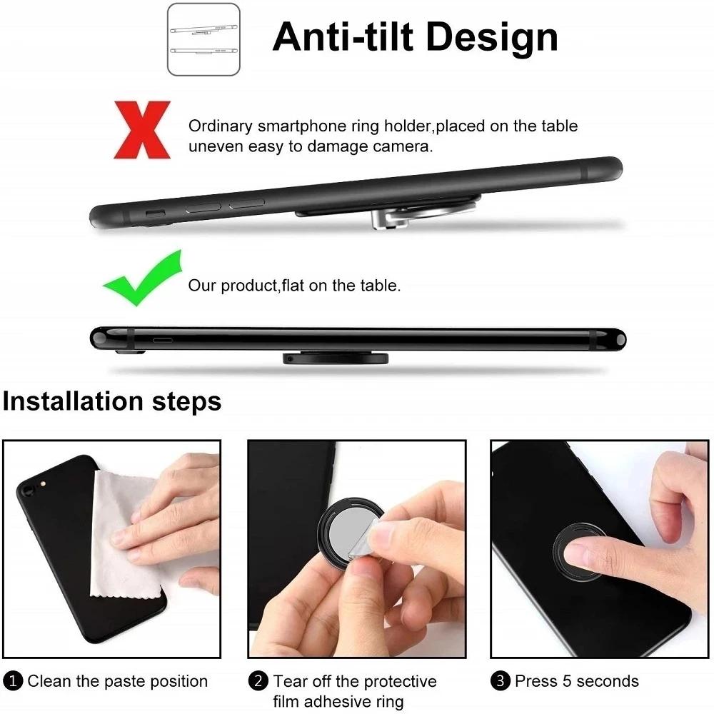 Universal Finger Ring Mobile Phone Holder for Xiaomi Huawei Iphone 14 8 Adhesive 360 Rotatable Holder Stand Lazy Desktop Bracket