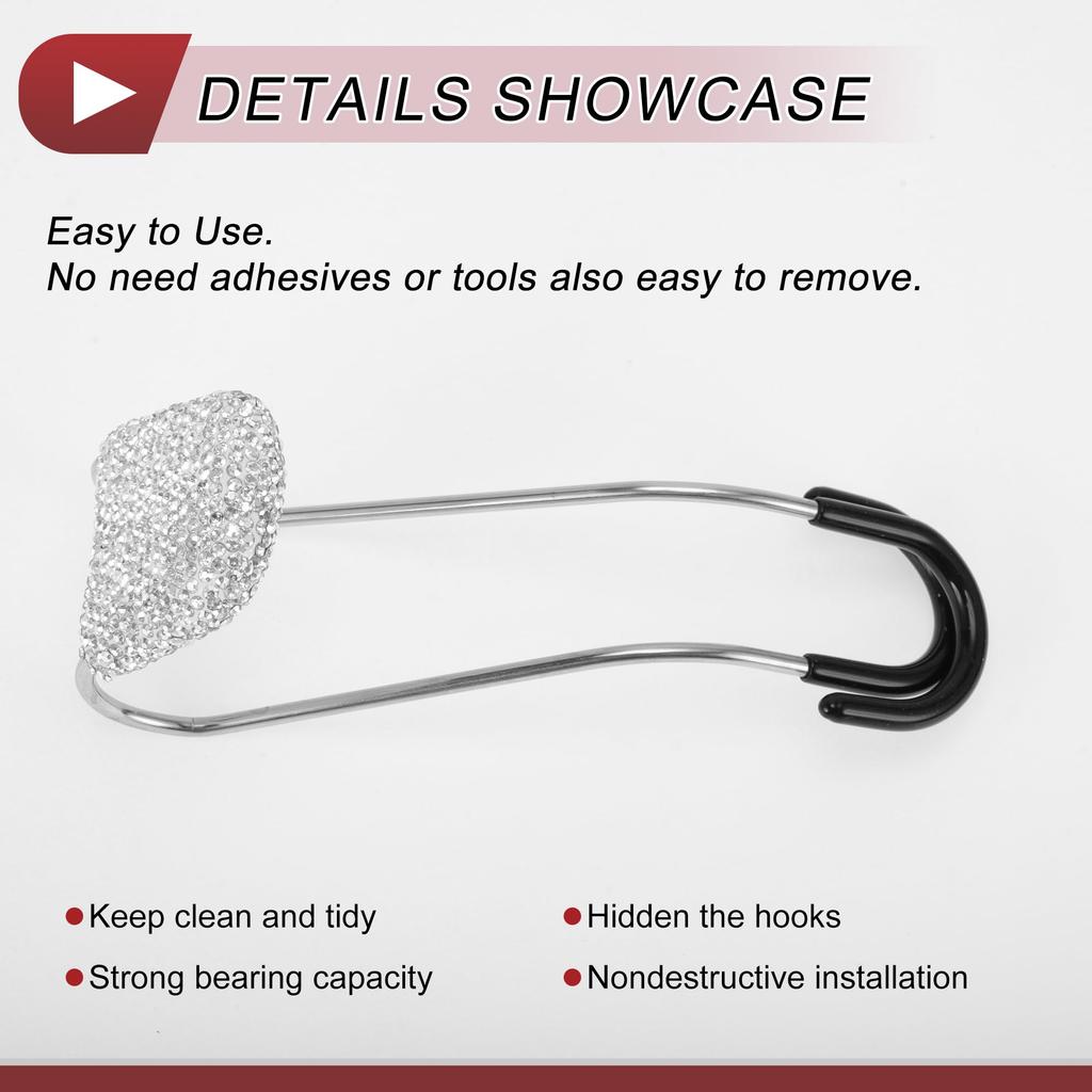 HEROFFIX Set of 2 Car Seat Headrest Perfect for and Car Seatback Organizer Hooks with White x Hooks, Purses, Bags, Umbrellas, More, Heavy-Duty