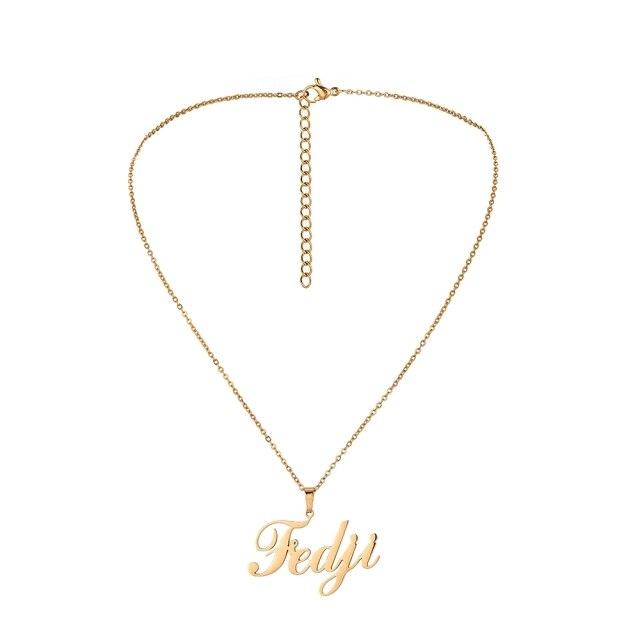 Neulry Stainless Steel 18K Gold Tone Customised Logo Name Plate For Women Chain Couple Pendant Necklace Custom Made JewelryTrendy Chain 45cm золотой