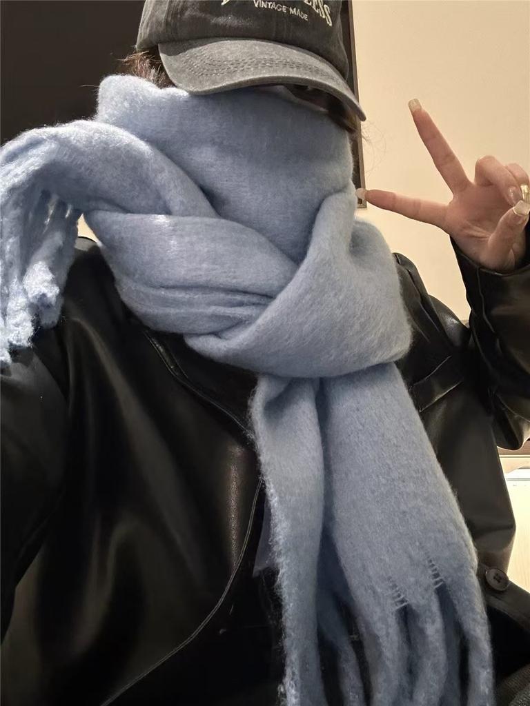 Fashion Korean Version Plaid Imitation Cashmere Scarf Winter Warm Thickened Contrasting Color Student Couple Scarf Long Scarf