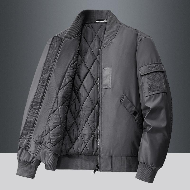 

Осенне-зимняя мужская утолщенная бейсбольная майка, американская куртка-бомбер, повседневная куртка с хлопковой подкладкой, летный костюм M серый