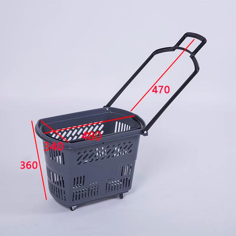 

Medium Plastic Shopping Trolley with Wheels and Pull Handle