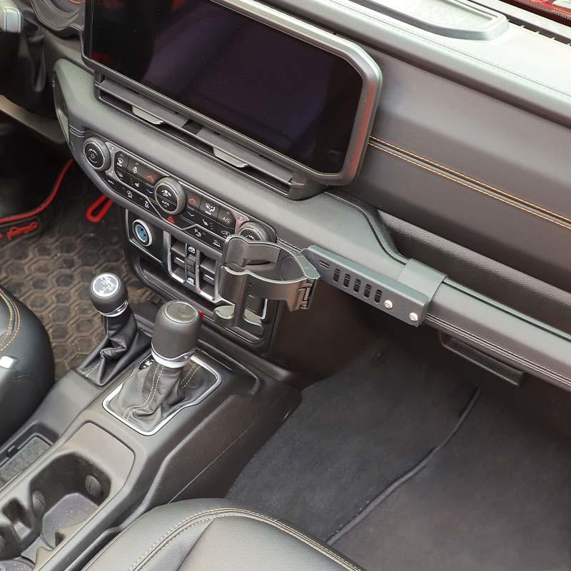 Auto Metall Co-pilot Griff Wasser Tasse Halterung Unterstützung Stehen Für Jeep Wrangler JL Für JT Gladiator 2024 Up auto Innen Zubehör