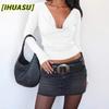 IHUASU Moda Feminina Casual Cor Sólida Estampa Manga Longa Gola V Blusas & Camisas Design Internacional