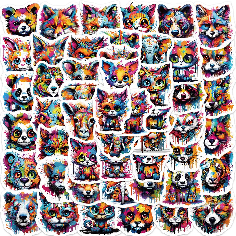 50 Cartoon Colorful Animal Graffiti Stickers Personalized Decorative Guitar Notebook Suitcase DIY Waterproof
