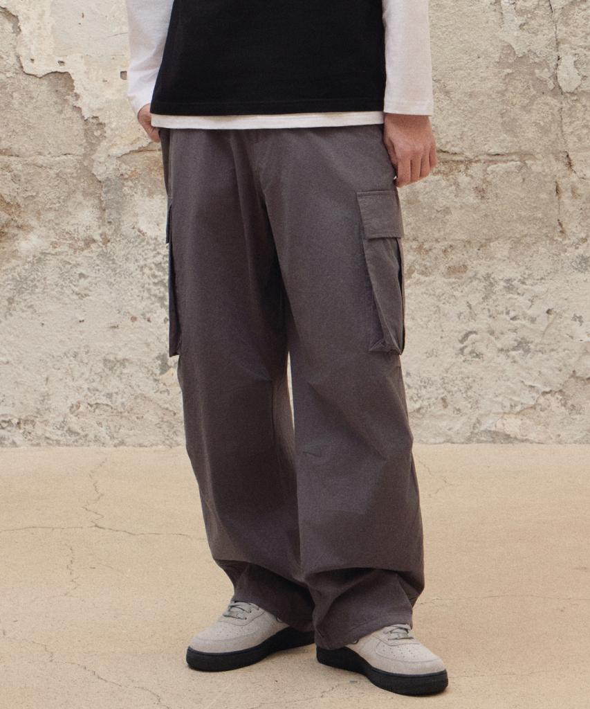 AGOD Cargo Strap Parachute Cotton Pants [Gray]