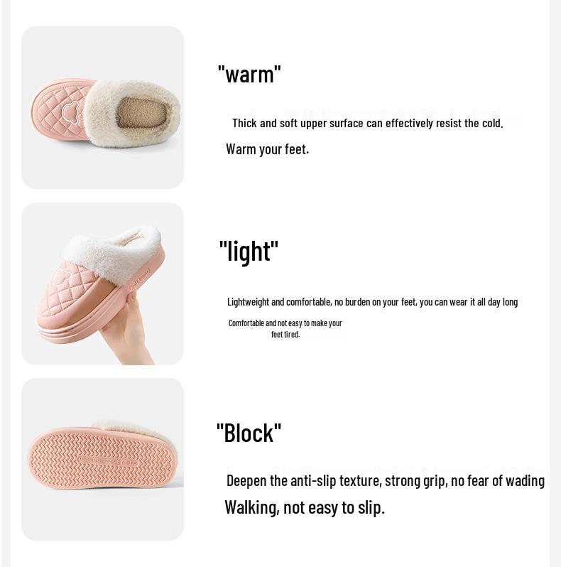 2025 New Waterproof Cotton Slippers for Men & Women - Cozy, Non-slip, Thick Sole, Closed Toe for Indoor/Outdoor Use