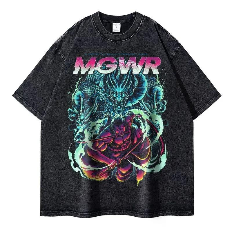 

Hot Sale One Piece Graphic Print T-Shirt Men Women Streetwear Harajuku Fashion Vintage Washed Cotton Summer New Tee Loose Casual Oversized Top L