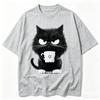 2026 Hot Sale Funny Cat White Print Tshirt Unisexs Casual Short Sleeve O Neck Top For Summer Female Animal Clothing High Quality