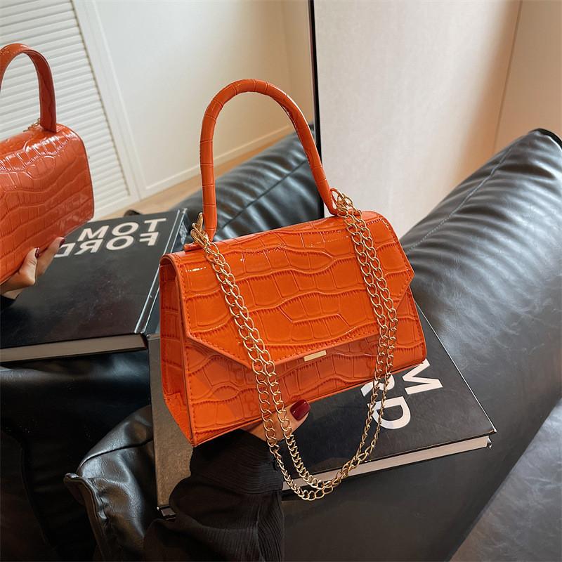 Chic Urban Minimalist Pu Material Small Square Bag With Stitching Details оранжевый