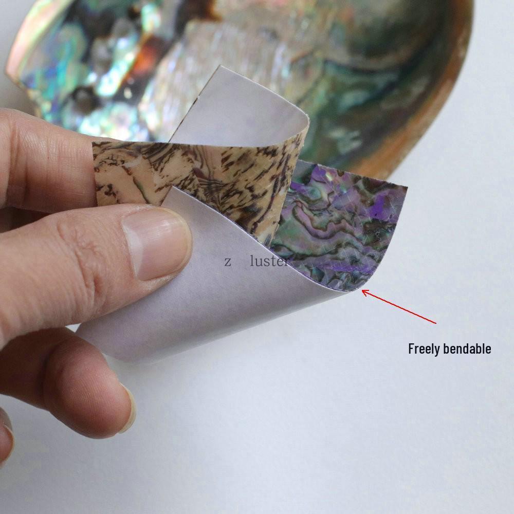 4x7cm Japanese Style Mother-of-Pearl Abalone Shell Nail Stickers with Adhesive, Colorful Patterns, Bendable Ornaments.